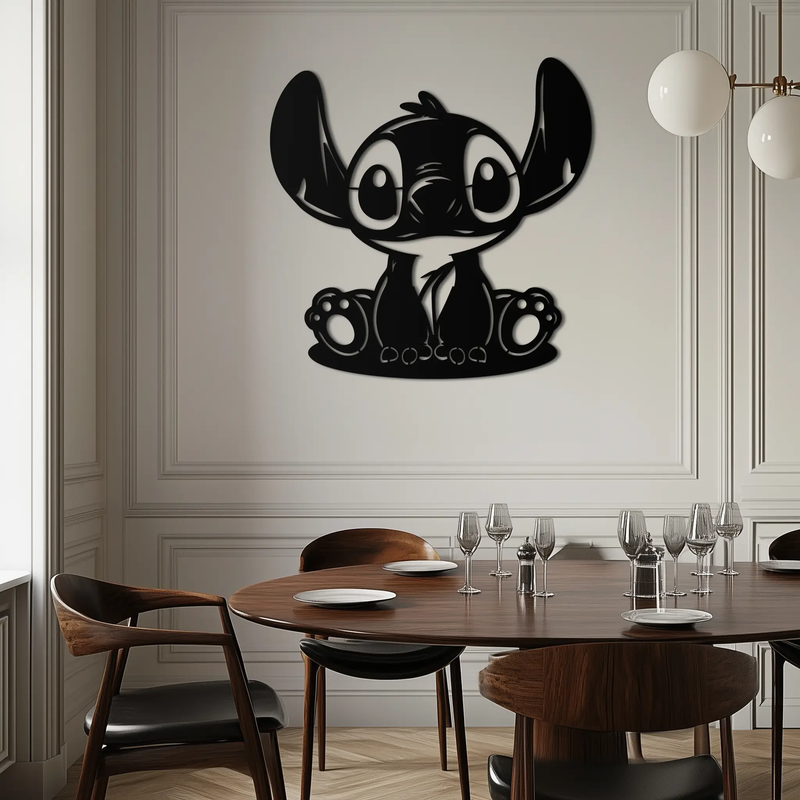 Cute Stitch Character Metal Wall Art - Adorable Cartoon Silhouette Decor- KAF572 by Enova Art