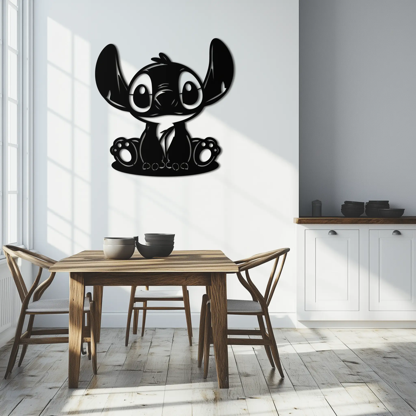 Cute Stitch Character Metal Wall Art - Adorable Cartoon Silhouette Decor- KAF572 by Enova Art