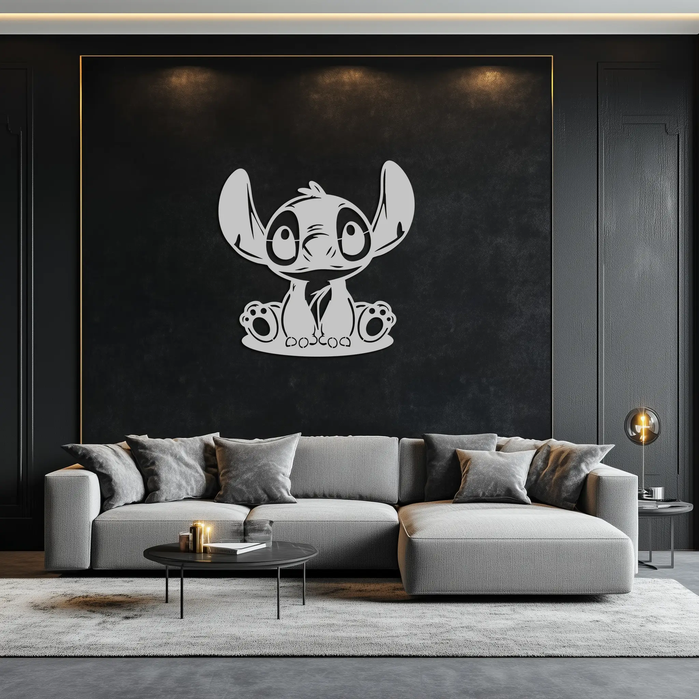 Cute Stitch Character Metal Wall Art - Adorable Cartoon Silhouette Decor- KAF572 by Enova Art