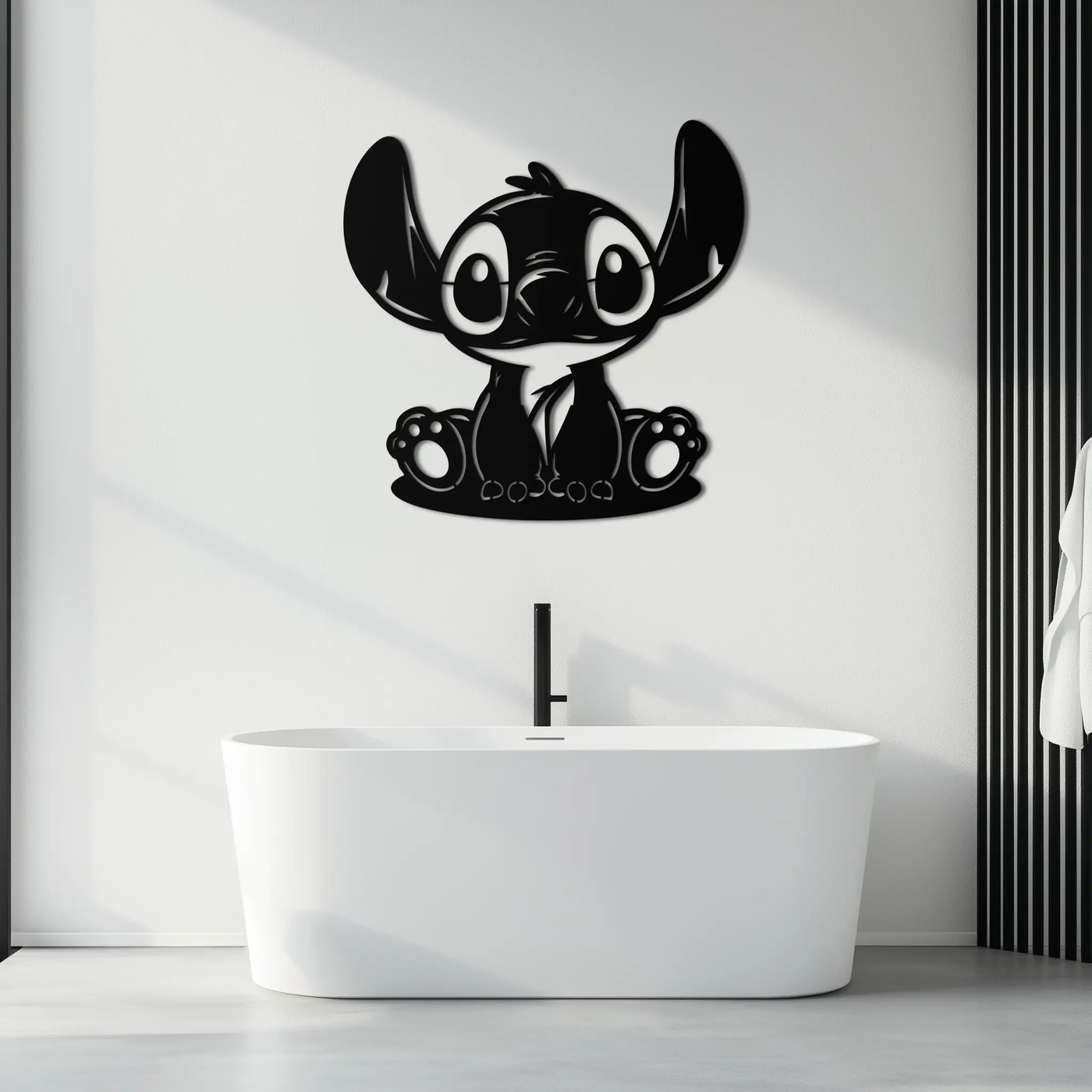Cute Stitch Character Metal Wall Art - Adorable Cartoon Silhouette Decor- KAF572 by Enova Art