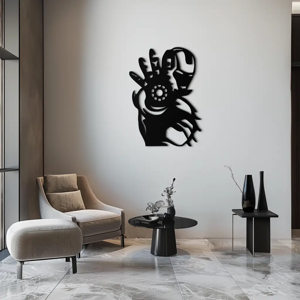 Iron Man Hand Gesture Silhouette Metal Wall Art – Superhero Home Decor- KAF573 by Enova Art