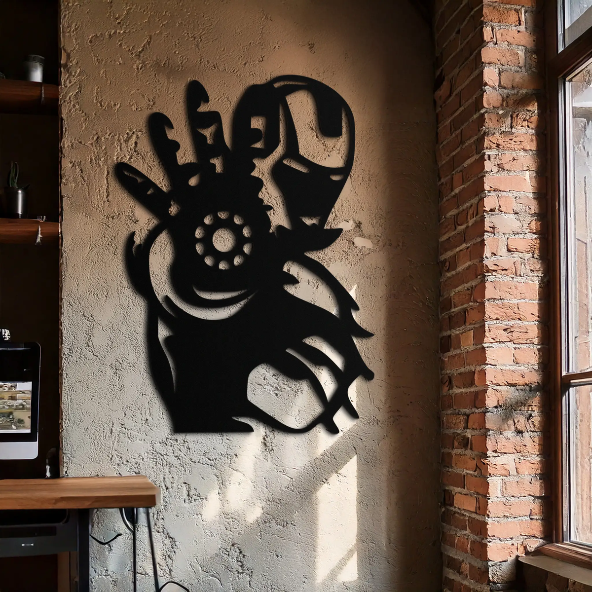 Iron Man Hand Gesture Silhouette Metal Wall Art – Superhero Home Decor- KAF573 by Enova Art