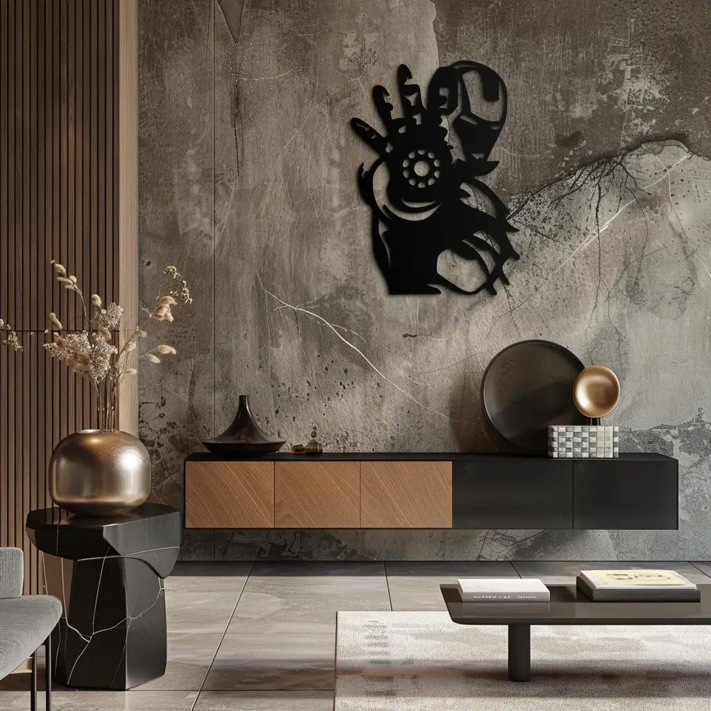 Iron Man Hand Gesture Silhouette Metal Wall Art – Superhero Home Decor- KAF573 by Enova Art