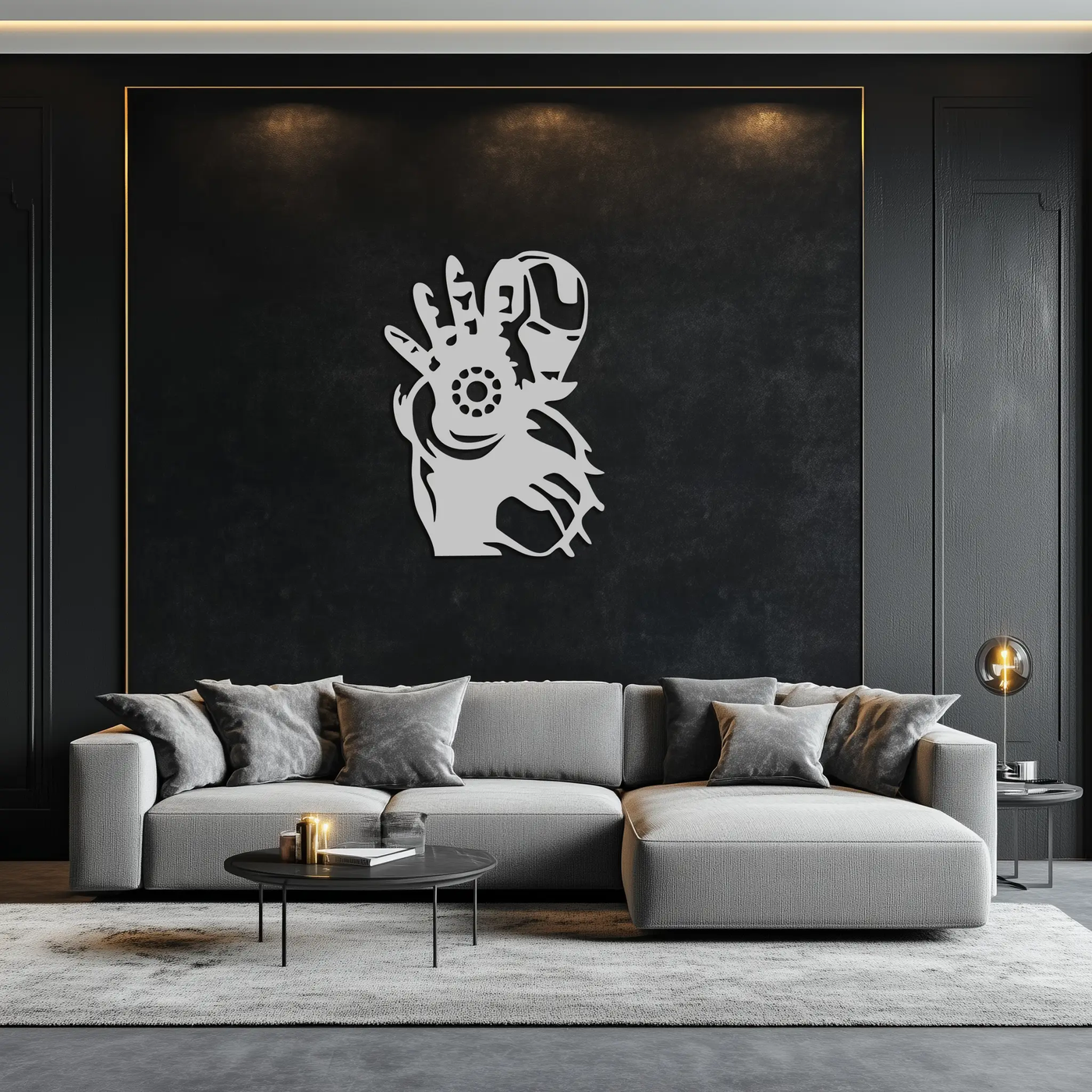 Iron Man Hand Gesture Silhouette Metal Wall Art – Superhero Home Decor- KAF573 by Enova Art