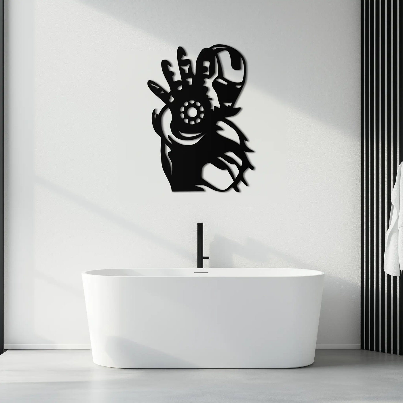 Iron Man Hand Gesture Silhouette Metal Wall Art – Superhero Home Decor- KAF573 by Enova Art