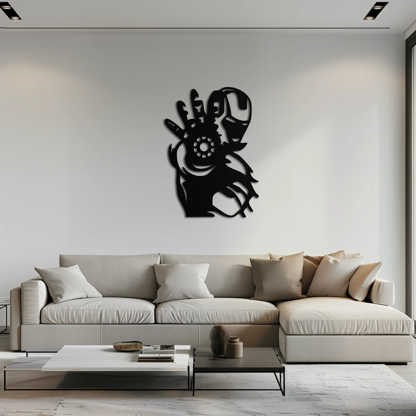 Iron Man Hand Gesture Silhouette Metal Wall Art – Superhero Home Decor- KAF573 by Enova Art