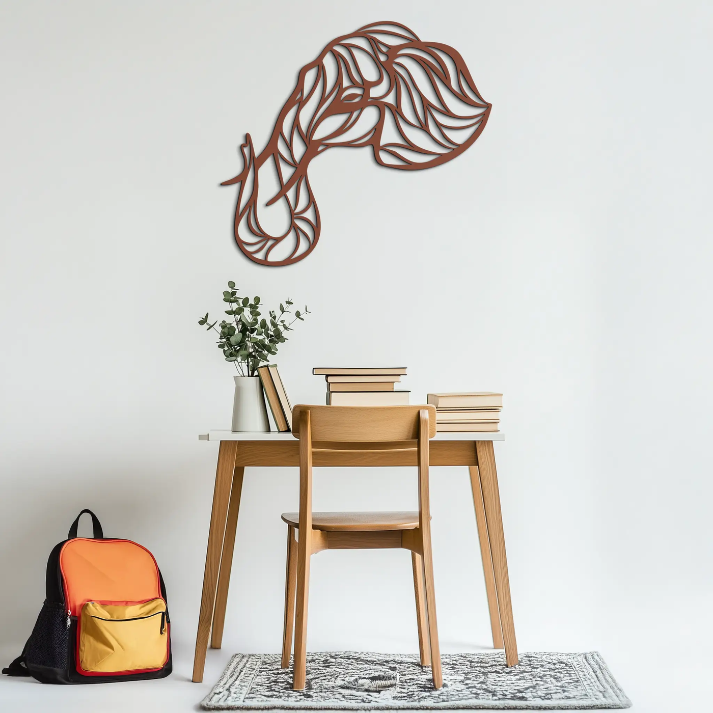Geometric Elephant Head Metal Wall Art – Modern Animal Home Decor- KAF574 by Enova Art
