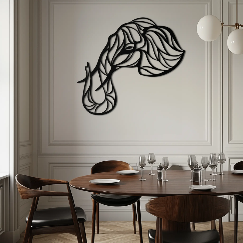 Geometric Elephant Head Metal Wall Art – Modern Animal Home Decor- KAF574 by Enova Art