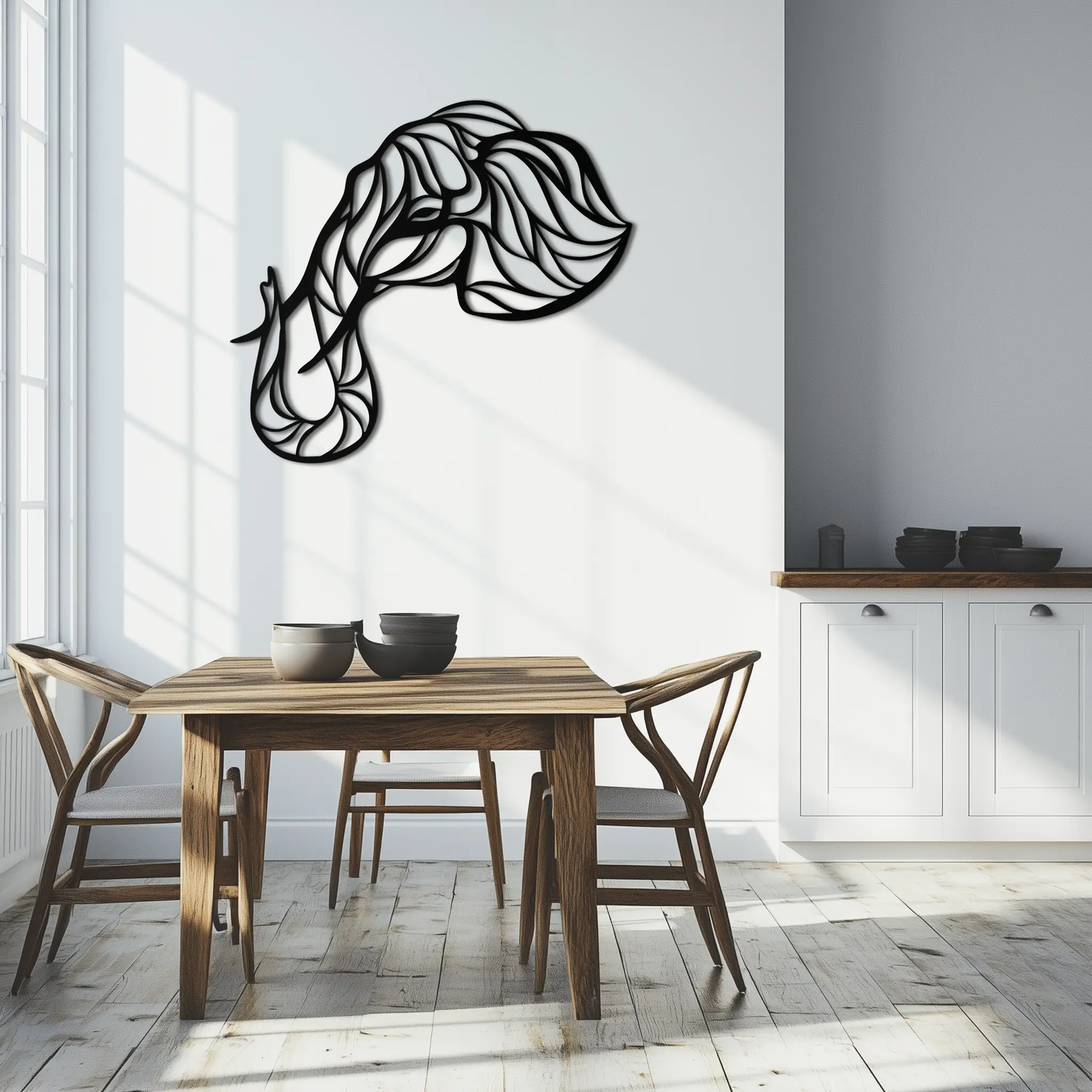 Geometric Elephant Head Metal Wall Art – Modern Animal Home Decor- KAF574 by Enova Art