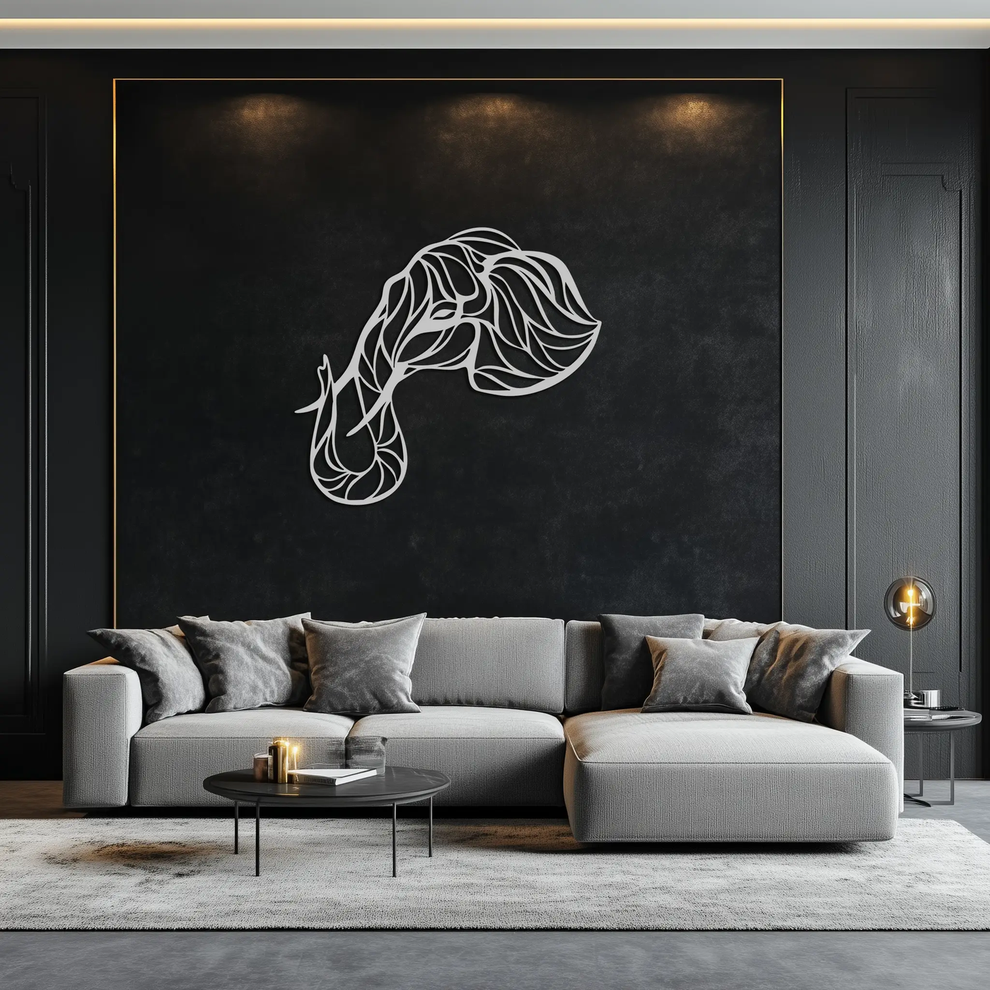 Geometric Elephant Head Metal Wall Art – Modern Animal Home Decor- KAF574 by Enova Art