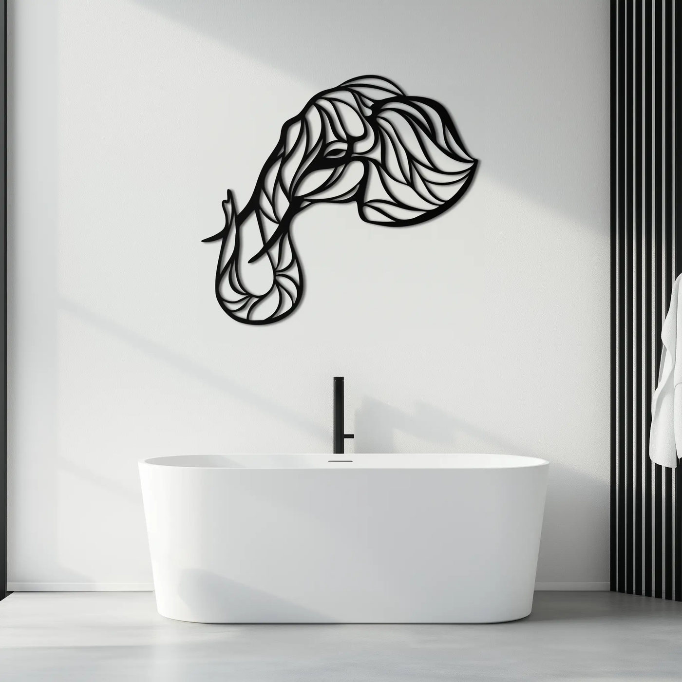 Geometric Elephant Head Metal Wall Art – Modern Animal Home Decor- KAF574 by Enova Art