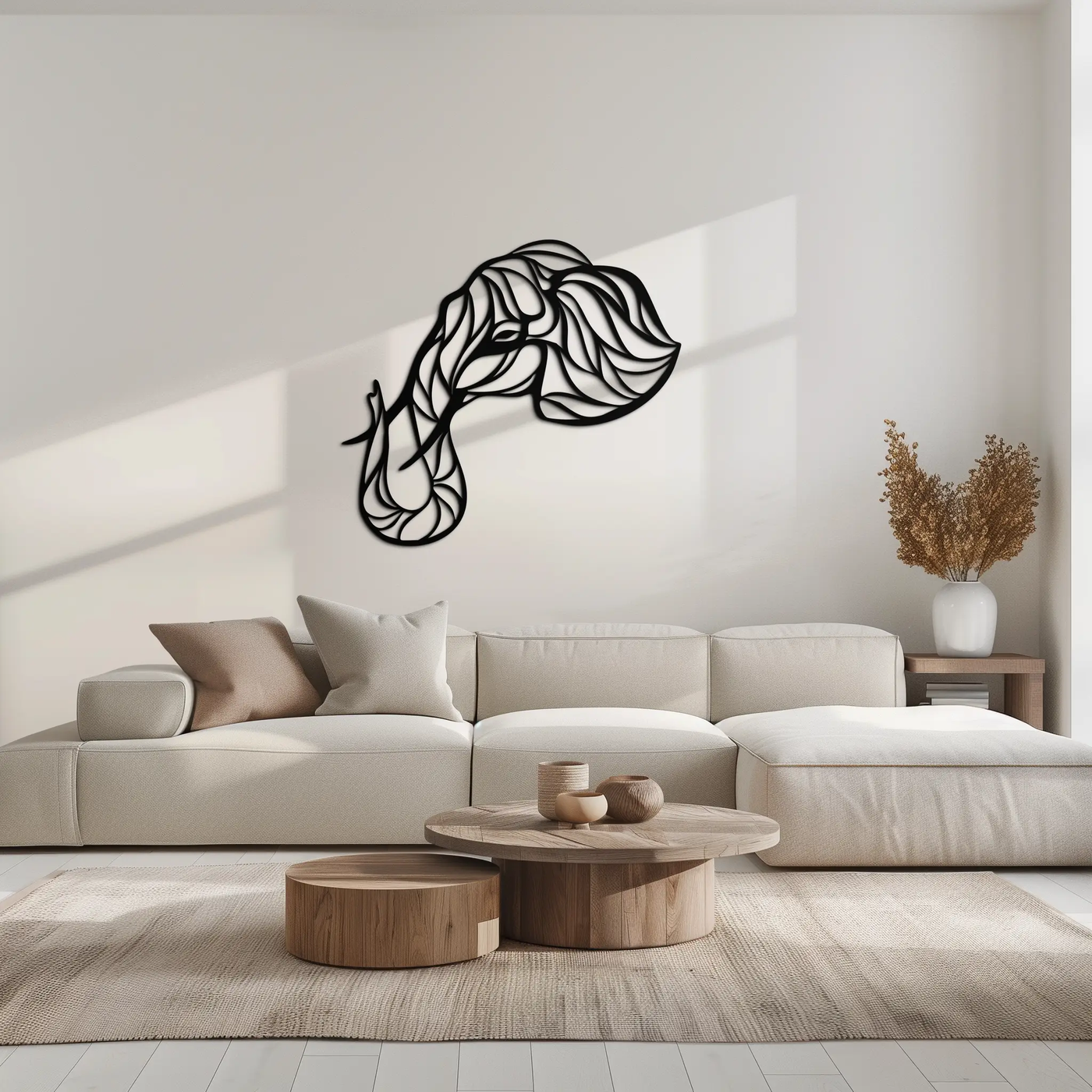 Geometric Elephant Head Metal Wall Art – Modern Animal Home Decor- KAF574 by Enova Art