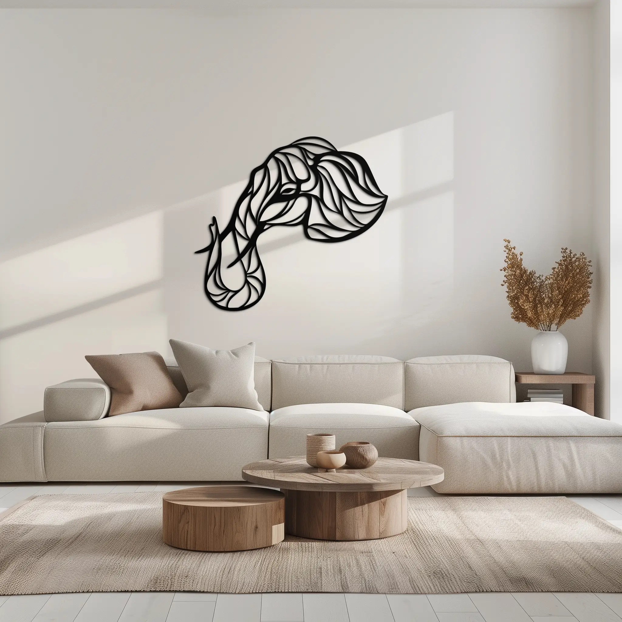 Geometric Elephant Head Metal Wall Art – Modern Animal Home Decor- KAF574 by Enova Art