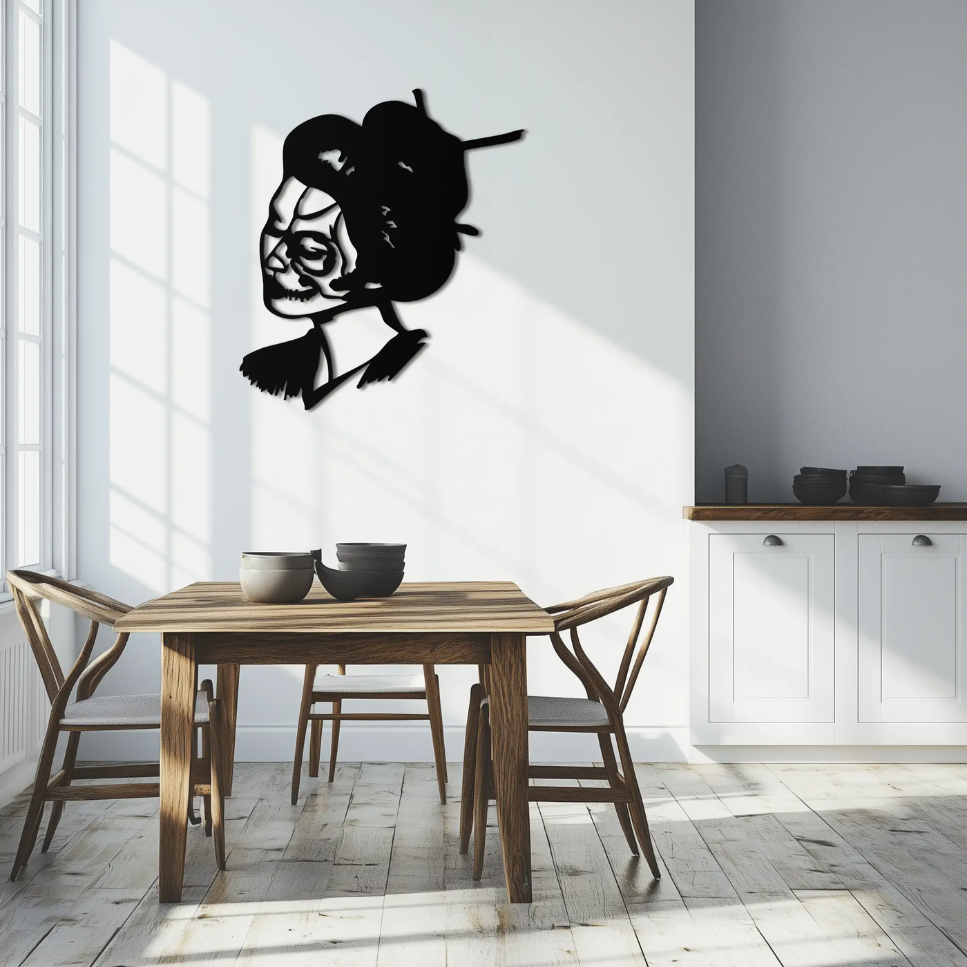 Geisha Skull Fusion Metal Wall Art – Japanese Gothic Home Decor- KAF575 by Enova Art