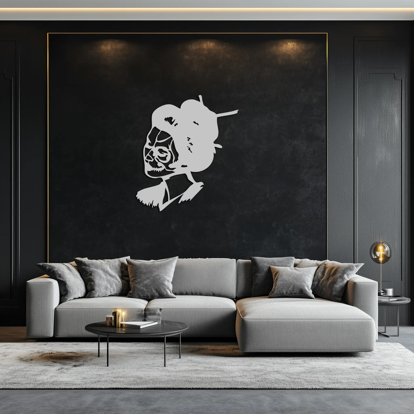 Geisha Skull Fusion Metal Wall Art – Japanese Gothic Home Decor- KAF575 by Enova Art