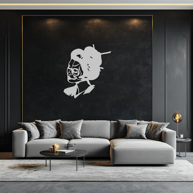 Geisha Skull Fusion Metal Wall Art – Japanese Gothic Home Decor- KAF575 by Enova Art