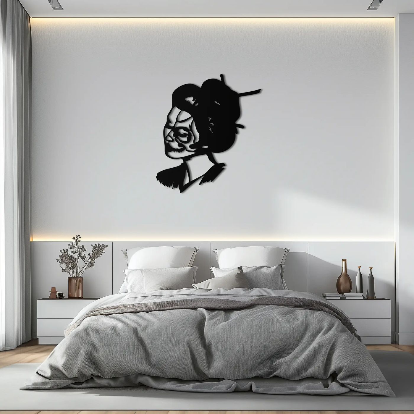Geisha Skull Fusion Metal Wall Art – Japanese Gothic Home Decor- KAF575 by Enova Art