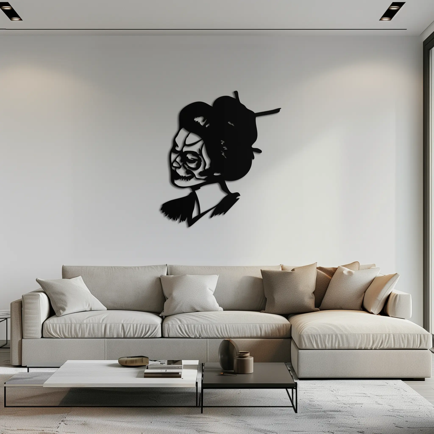 Geisha Skull Fusion Metal Wall Art – Japanese Gothic Home Decor- KAF575 by Enova Art