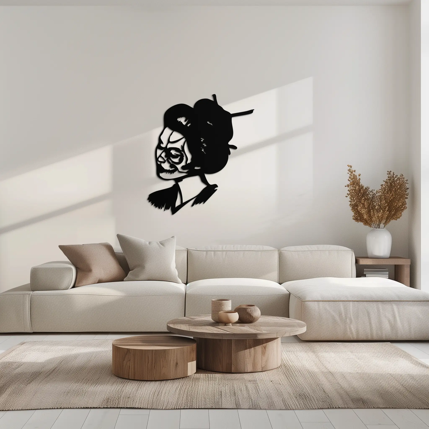 Geisha Skull Fusion Metal Wall Art – Japanese Gothic Home Decor- KAF575 by Enova Art