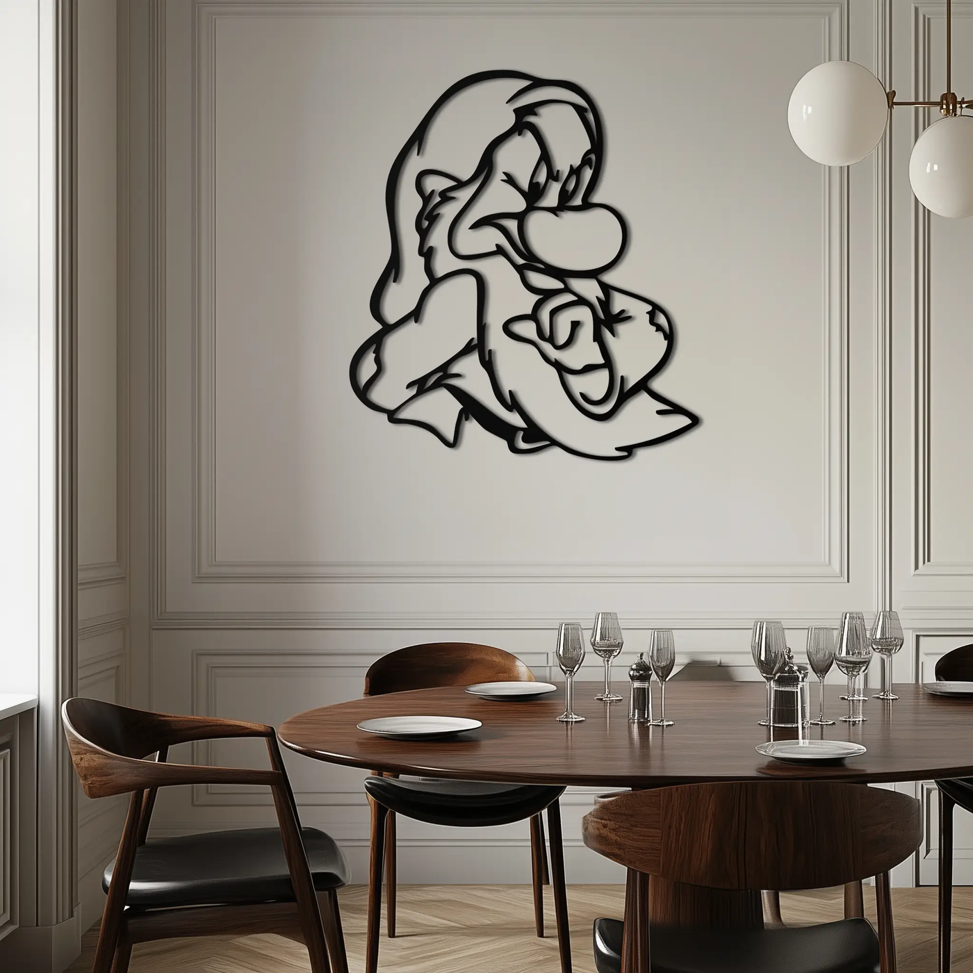 Grumpy Dwarf Metal Wall Art – Whimsical Cartoon-Inspired Metal Silhouette Décor- KAF577 by Enova Art