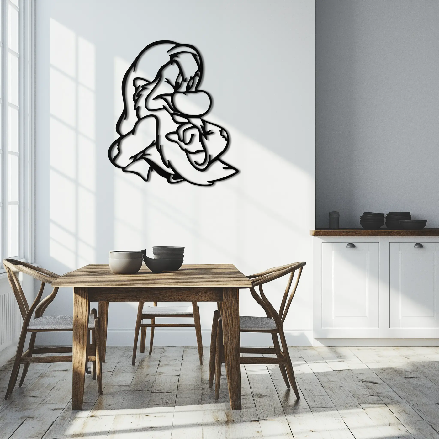Grumpy Dwarf Metal Wall Art – Whimsical Cartoon-Inspired Metal Silhouette Décor- KAF577 by Enova Art