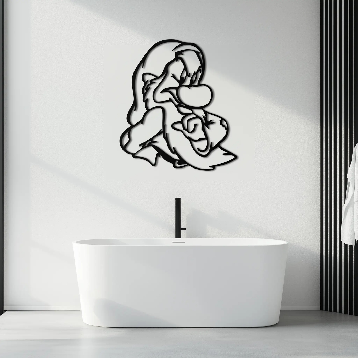 Grumpy Dwarf Metal Wall Art – Whimsical Cartoon-Inspired Metal Silhouette Décor- KAF577 by Enova Art