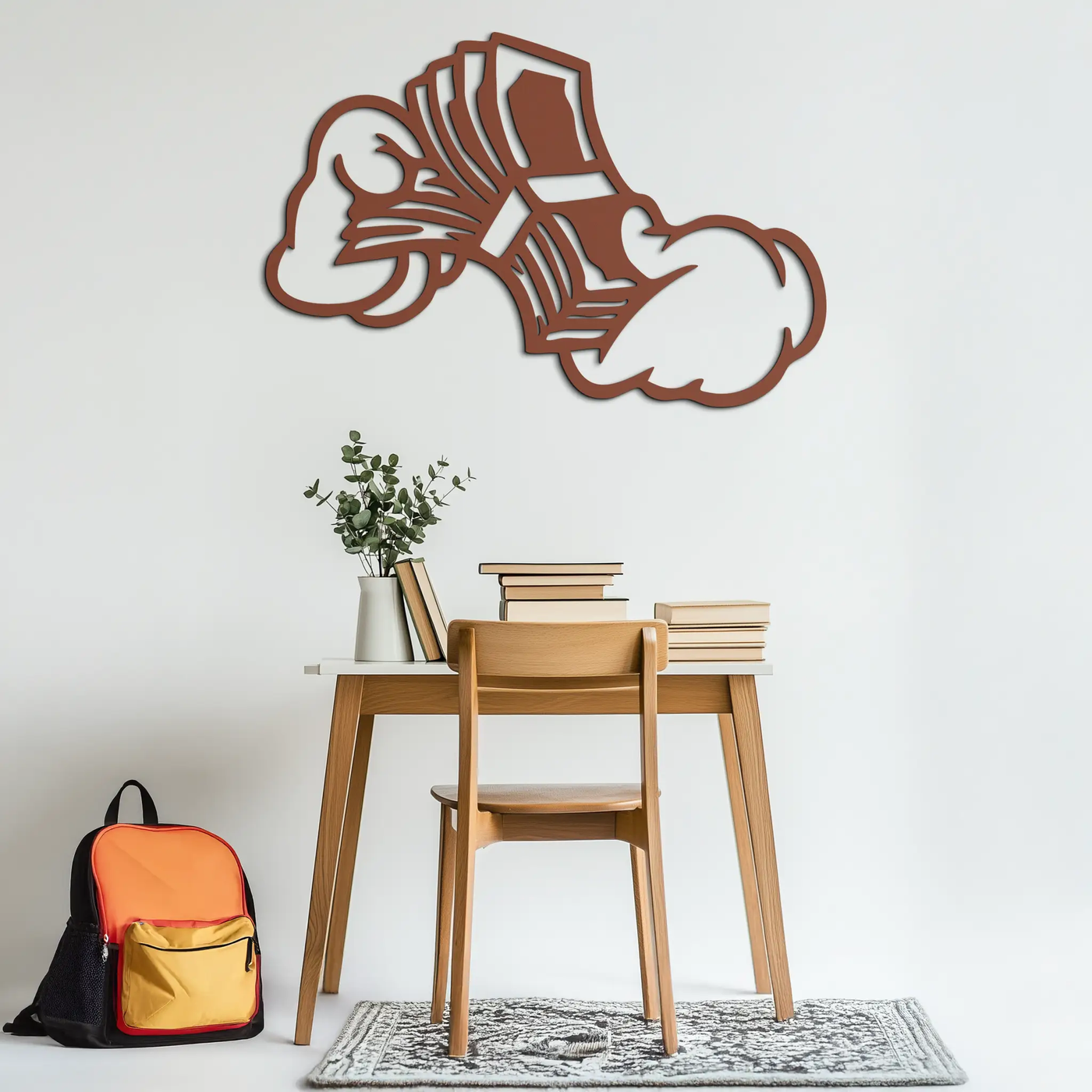 Fist Holding Money Stack Metal Wall Art – Bold Dollar Bill Hand Silhouette for Modern Spaces- KAF579 by Enova Art