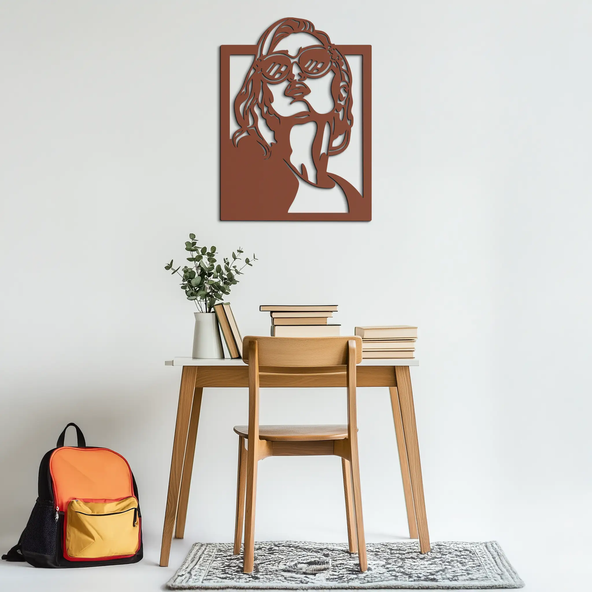 Modern Sunglasses Woman Silhouette Metal Wall Art – Bold Feminine Home Decor- KAF583 by Enova Art