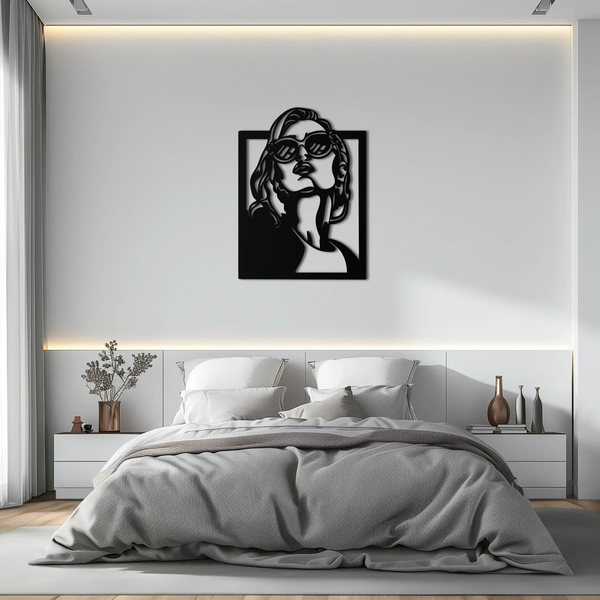 Modern Sunglasses Woman Silhouette Metal Wall Art – Bold Feminine Home Decor- KAF583