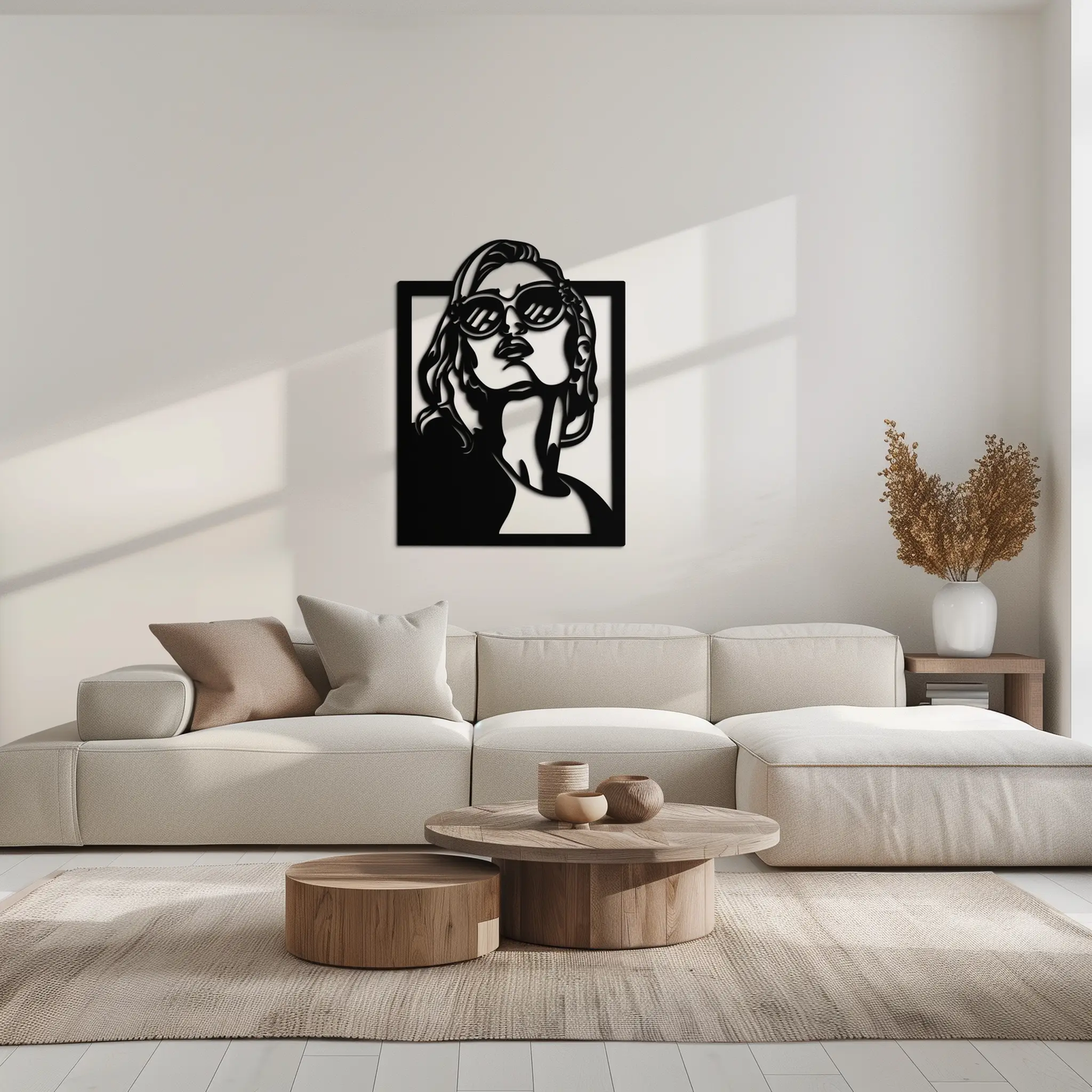 Modern Sunglasses Woman Silhouette Metal Wall Art – Bold Feminine Home Decor- KAF583 by Enova Art