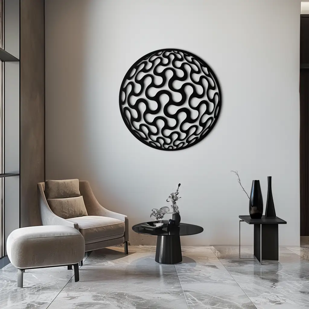 Abstract Sphere Pattern Metal Wall Art – Modern Round Geometric Decor for Home or Office - KAF585 by Enova Art
