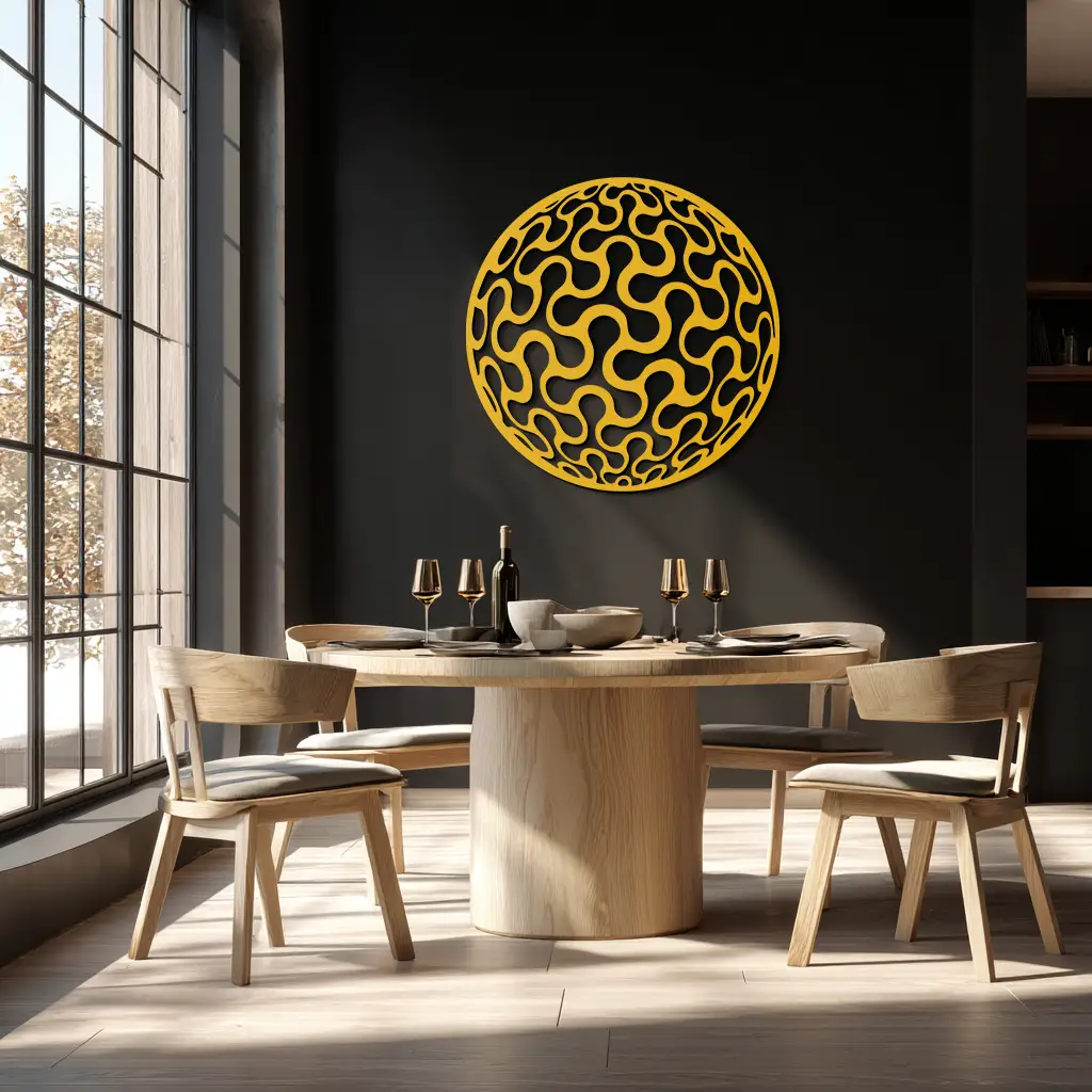 Abstract Sphere Pattern Metal Wall Art – Modern Round Geometric Decor for Home or Office - KAF585 by Enova Art