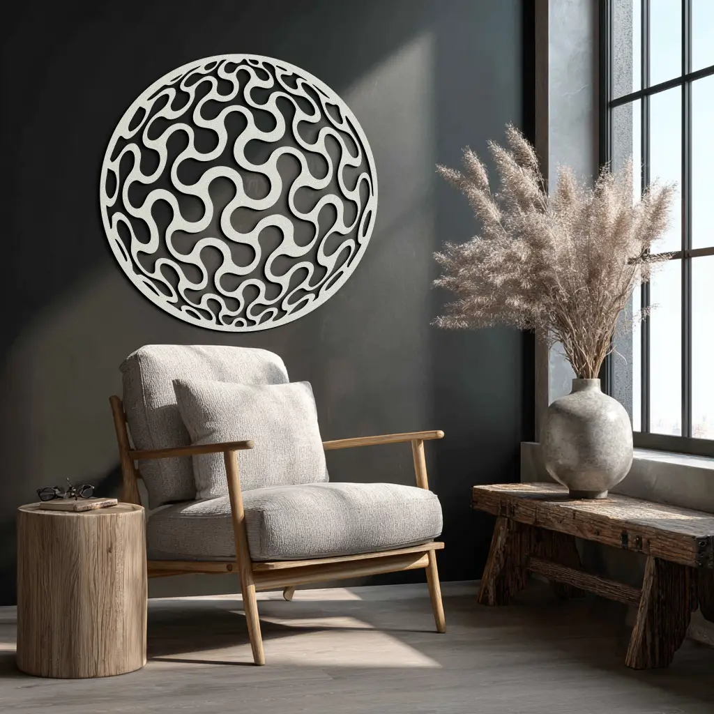 Abstract Sphere Pattern Metal Wall Art – Modern Round Geometric Decor for Home or Office - KAF585 by Enova Art