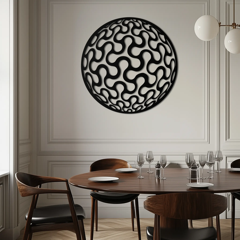 Abstract Sphere Pattern Metal Wall Art – Modern Round Geometric Decor for Home or Office - KAF585 by Enova Art