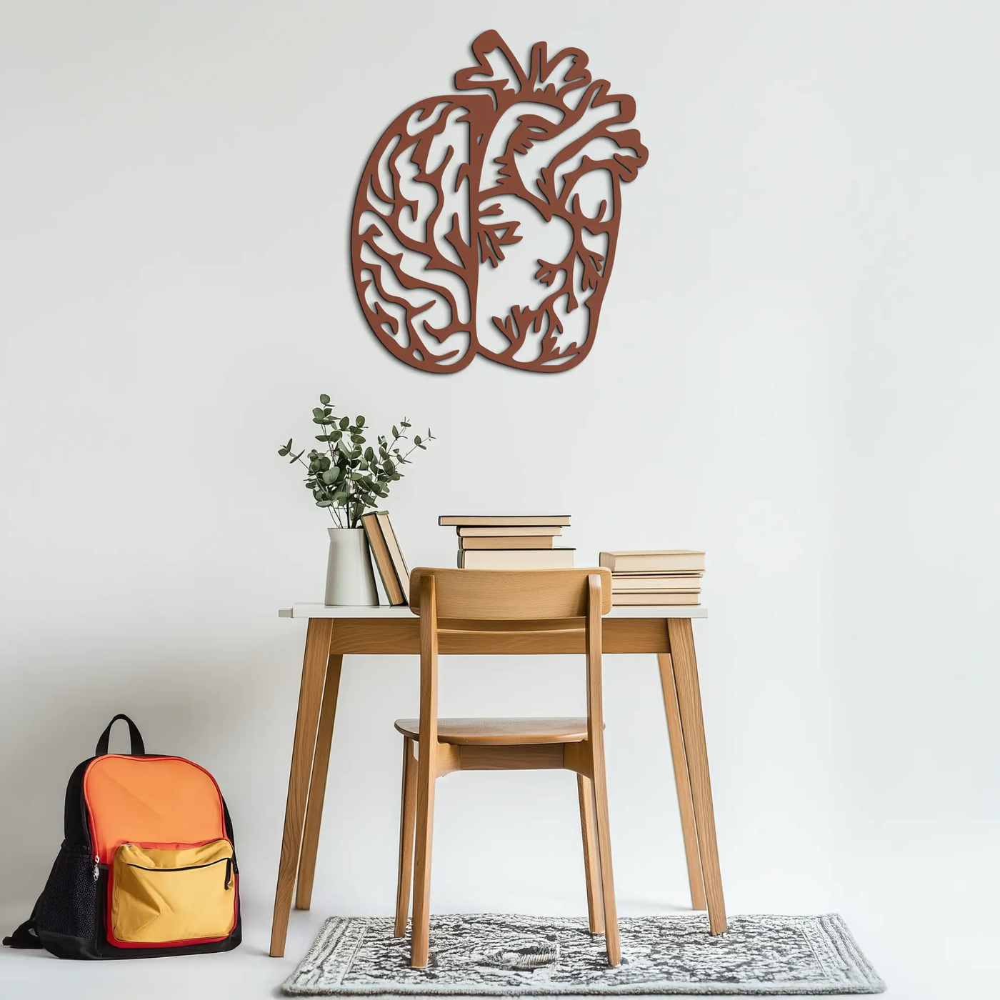 Brain and Heart Fusion Metal Wall Art – Symbolic Anatomy Design for Mind and Emotion Balance- KAF587 by Enova Art