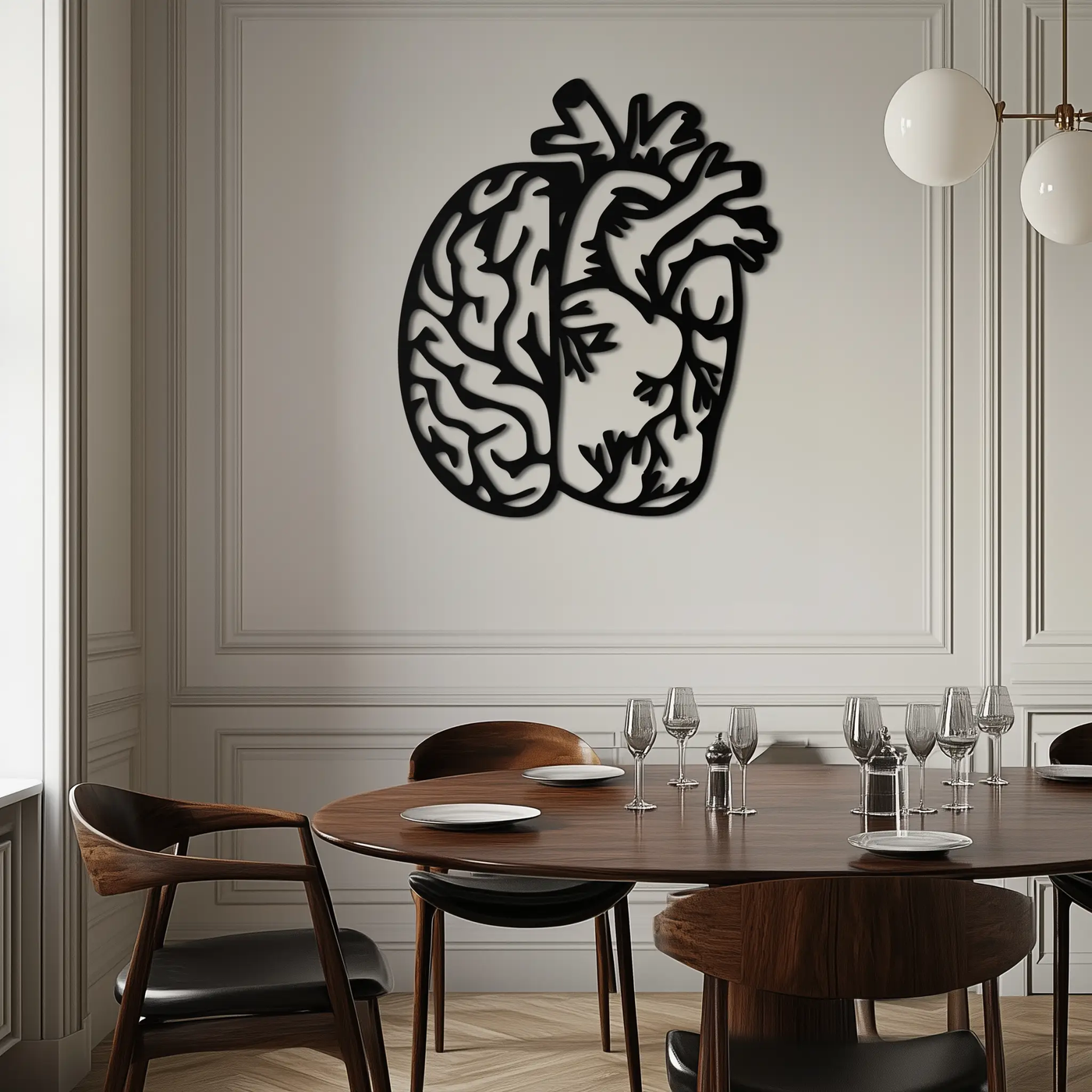 Brain and Heart Fusion Metal Wall Art – Symbolic Anatomy Design for Mind and Emotion Balance- KAF587 by Enova Art