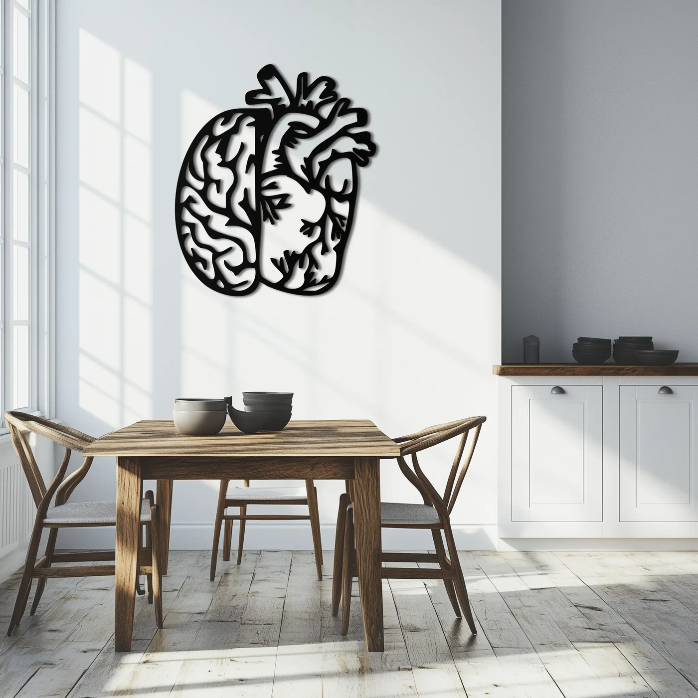 Brain and Heart Fusion Metal Wall Art – Symbolic Anatomy Design for Mind and Emotion Balance- KAF587 by Enova Art