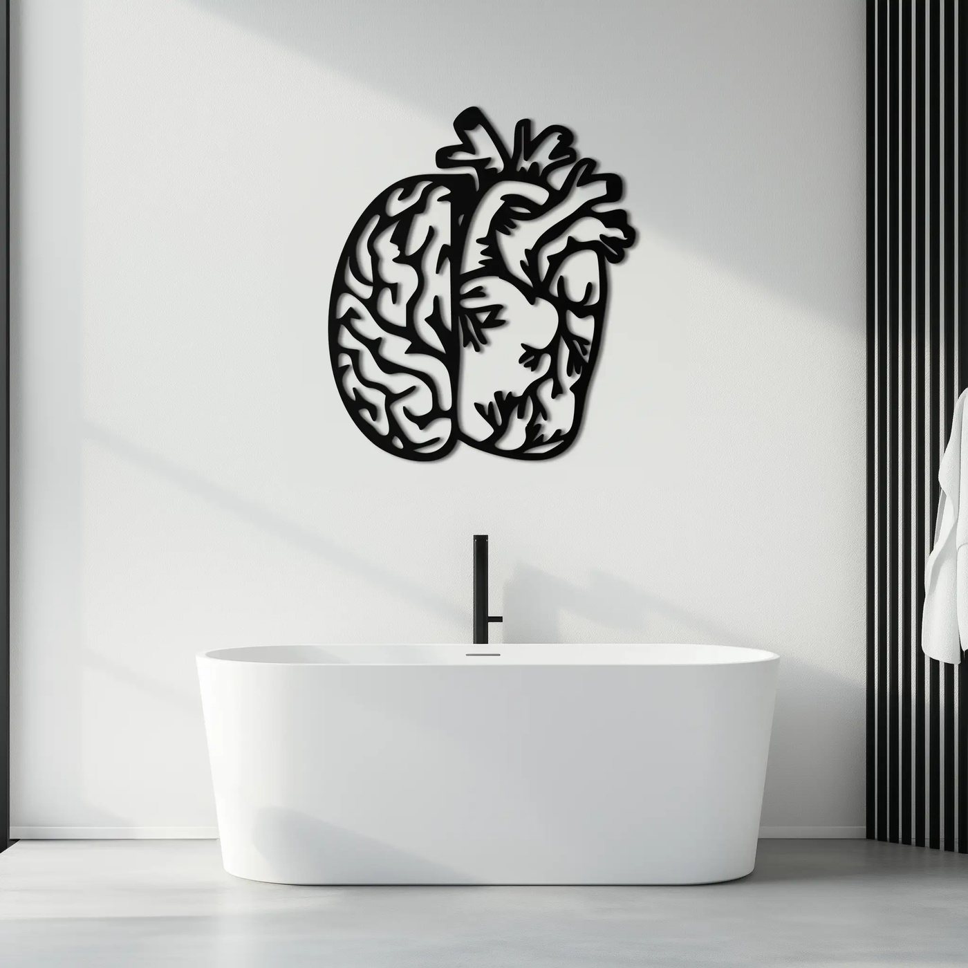 Brain and Heart Fusion Metal Wall Art – Symbolic Anatomy Design for Mind and Emotion Balance- KAF587 by Enova Art