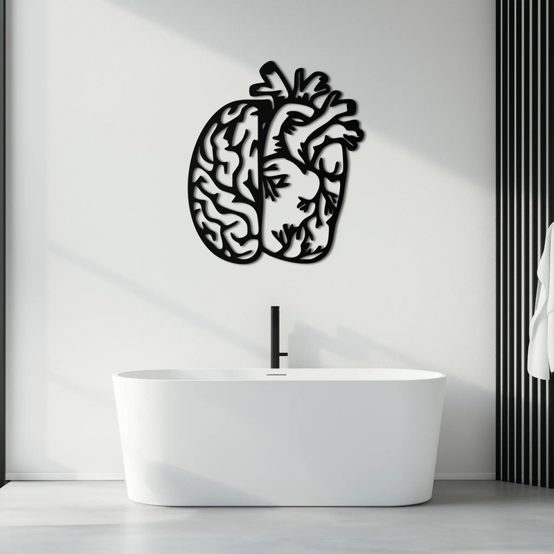 Brain and Heart Fusion Metal Wall Art – Symbolic Anatomy Design for Mind and Emotion Balance- KAF587 by Enova Art