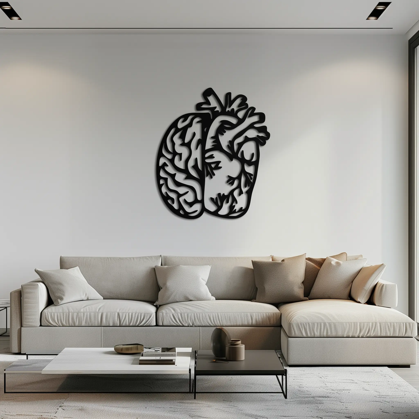 Brain and Heart Fusion Metal Wall Art – Symbolic Anatomy Design for Mind and Emotion Balance- KAF587 by Enova Art