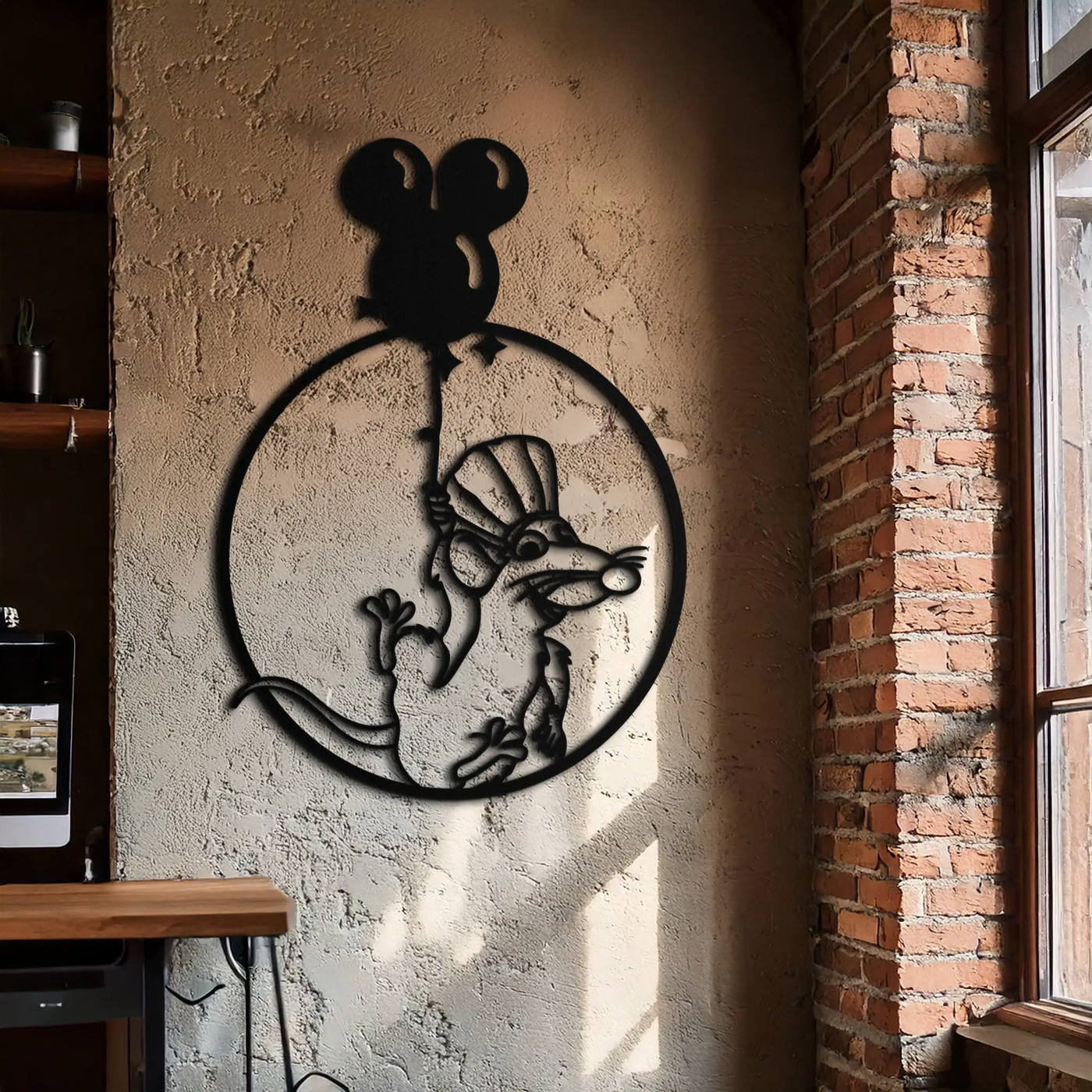 Ratatouille Chef Metal Wall Art – Cartoon Rat Balloon Decor for Kitchen Walls- KAF588 by Enova Art