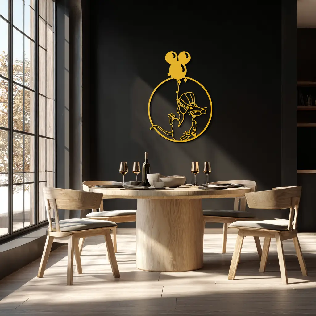 Ratatouille Chef Metal Wall Art – Cartoon Rat Balloon Decor for Kitchen Walls- KAF588 by Enova Art
