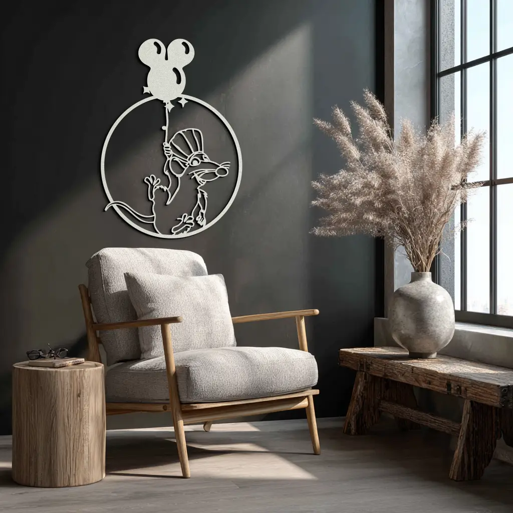 Ratatouille Chef Metal Wall Art – Cartoon Rat Balloon Decor for Kitchen Walls- KAF588 by Enova Art