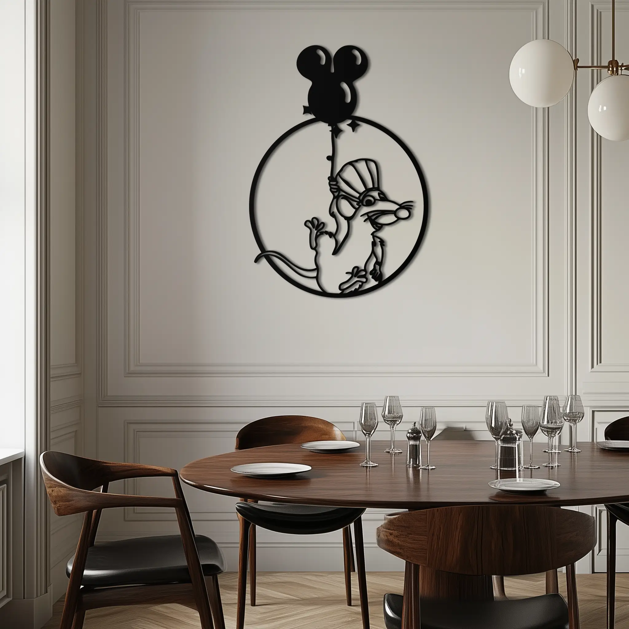 Ratatouille Chef Metal Wall Art – Cartoon Rat Balloon Decor for Kitchen Walls- KAF588 by Enova Art