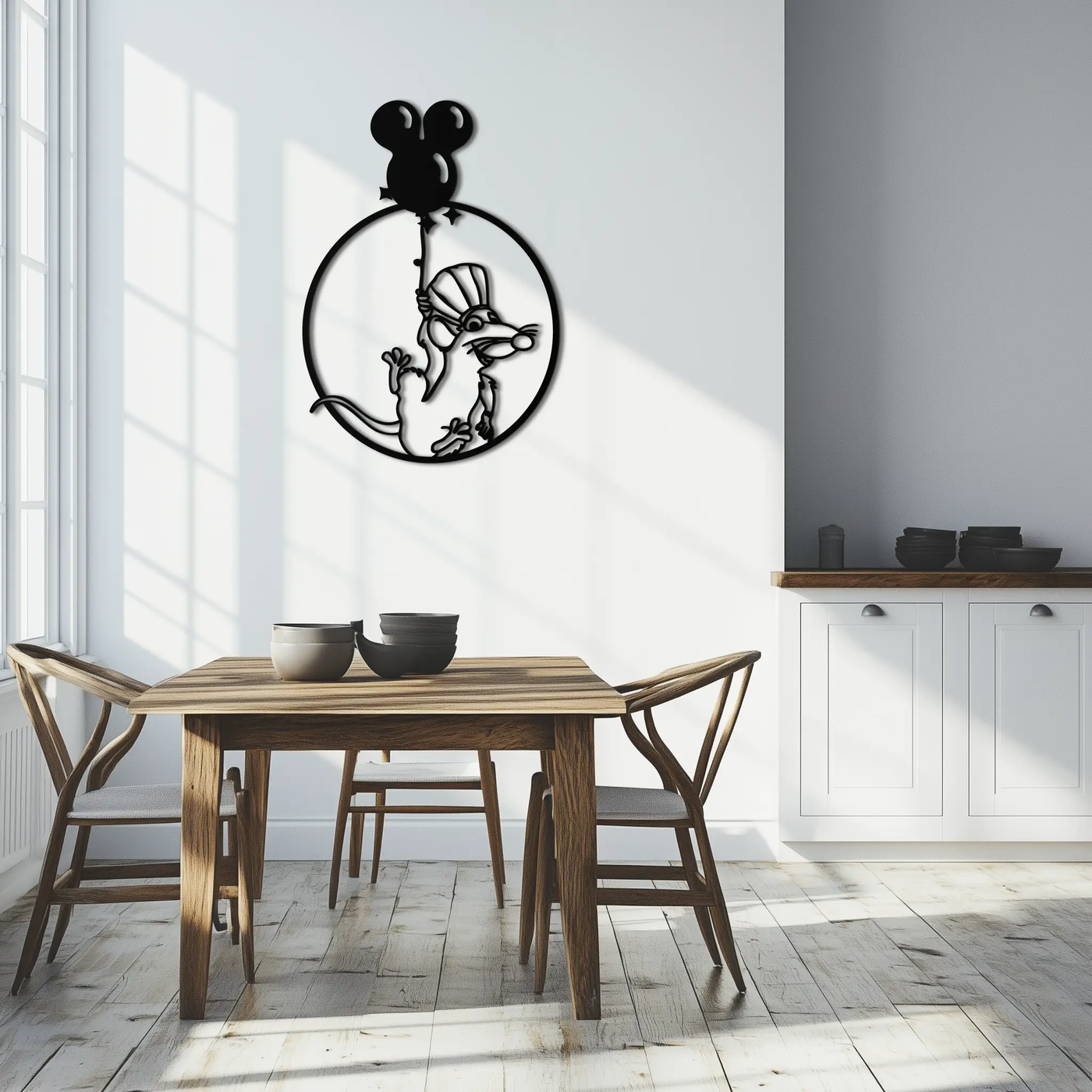 Ratatouille Chef Metal Wall Art – Cartoon Rat Balloon Decor for Kitchen Walls- KAF588 by Enova Art