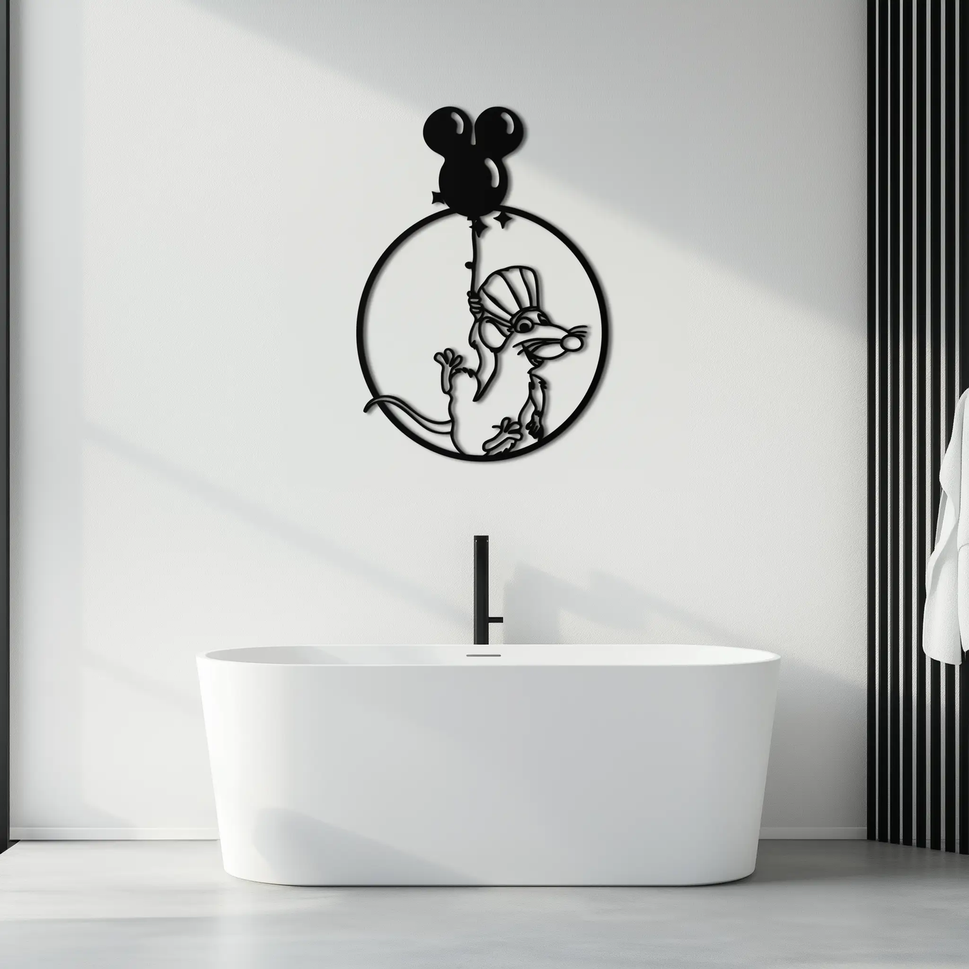 Ratatouille Chef Metal Wall Art – Cartoon Rat Balloon Decor for Kitchen Walls- KAF588 by Enova Art