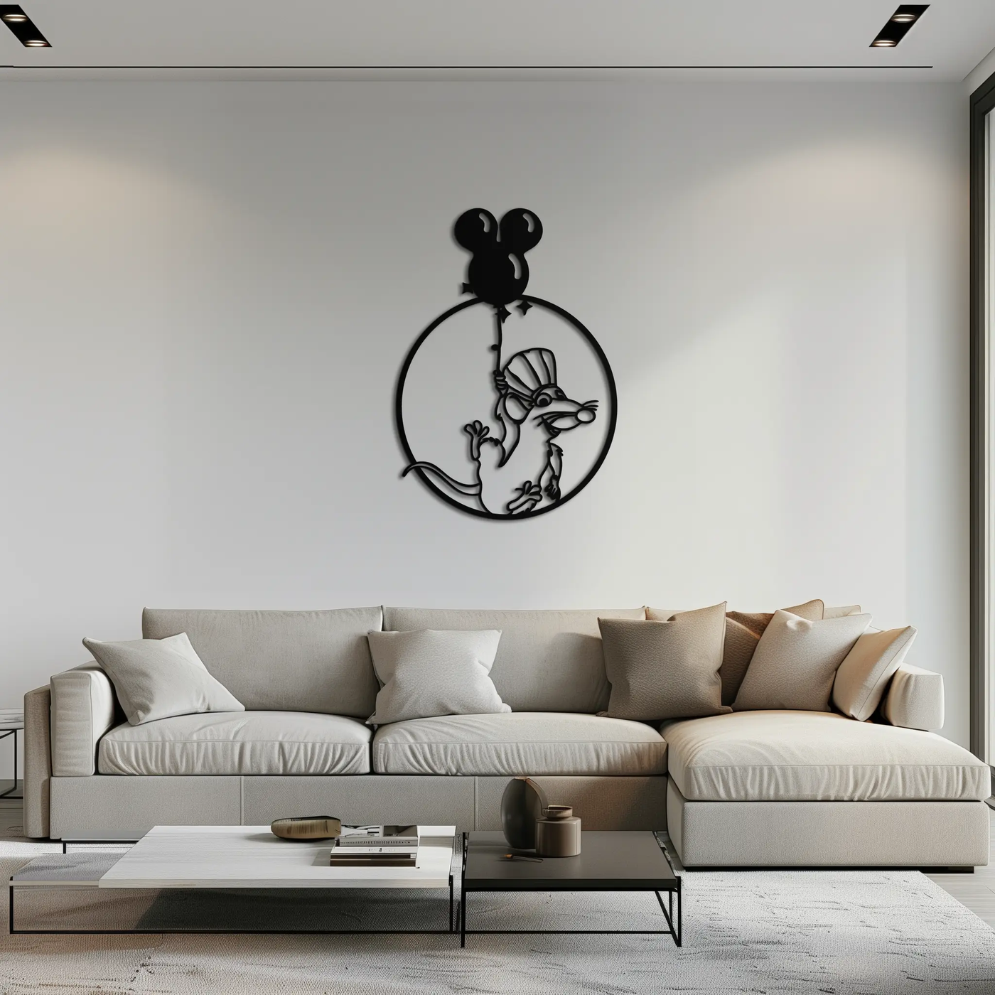 Ratatouille Chef Metal Wall Art – Cartoon Rat Balloon Decor for Kitchen Walls- KAF588 by Enova Art