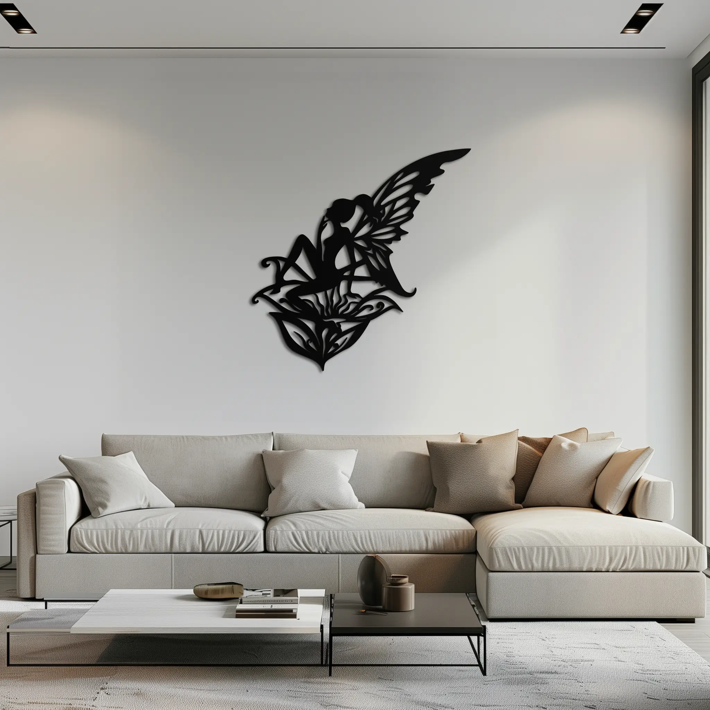 Flower Fairy Silhouette Metal Wall Art – Whimsical Fantasy Decor for Girls' Rooms- KAF590 by Enova Art