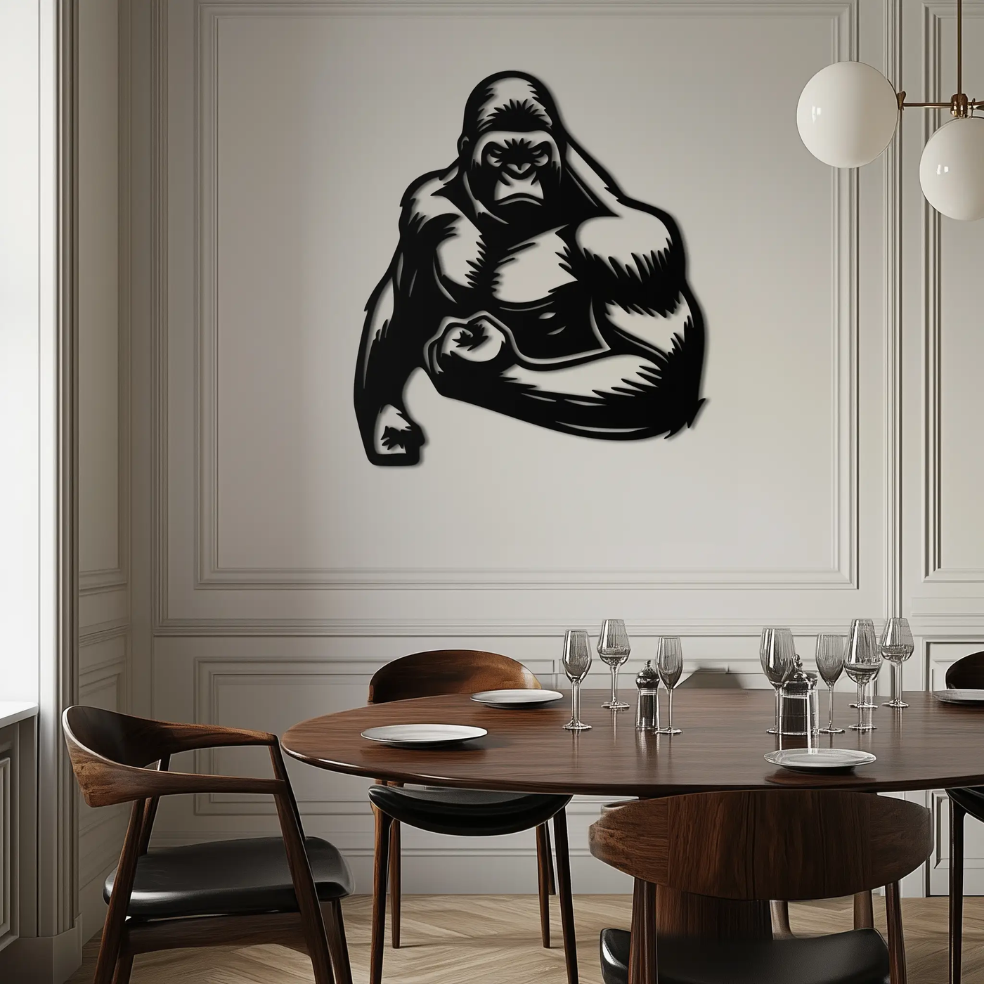 Angry Gorilla Metal Wall Art – Fierce Jungle Animal Decor for Gym and Man Cave- KAF592 by Enova Art