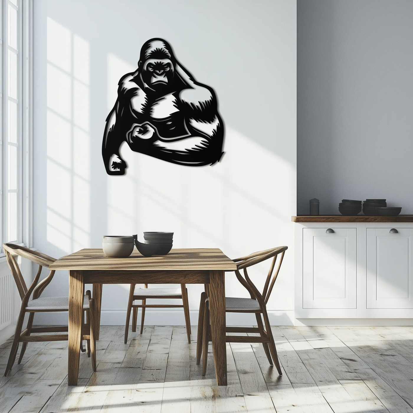 Angry Gorilla Metal Wall Art – Fierce Jungle Animal Decor for Gym and Man Cave- KAF592 by Enova Art